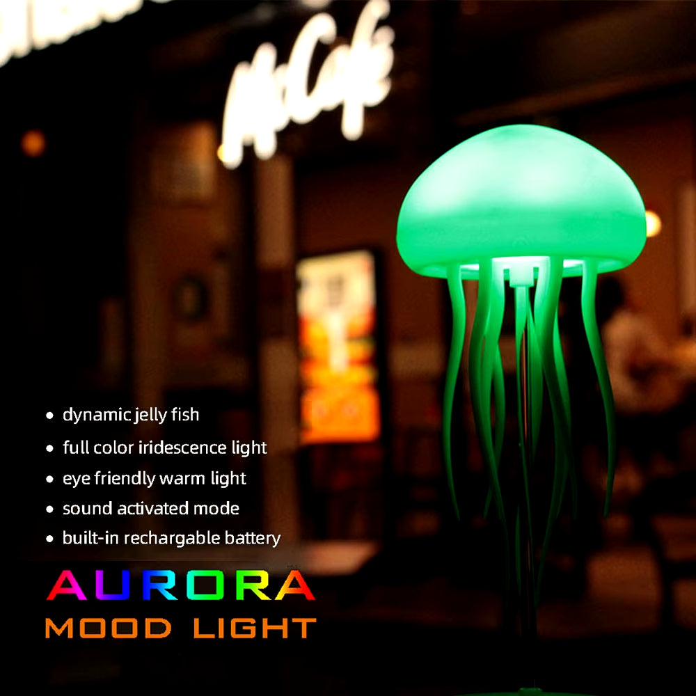 Enchanting Jellyfish LED Night Light - Rechargeable, Voice-Controlled RGB Lamp with Bluetooth Speaker & Humidifier