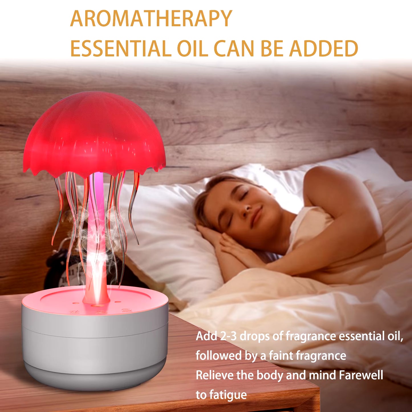 Enchanting Jellyfish LED Night Light - Rechargeable, Voice-Controlled RGB Lamp with Bluetooth Speaker & Humidifier