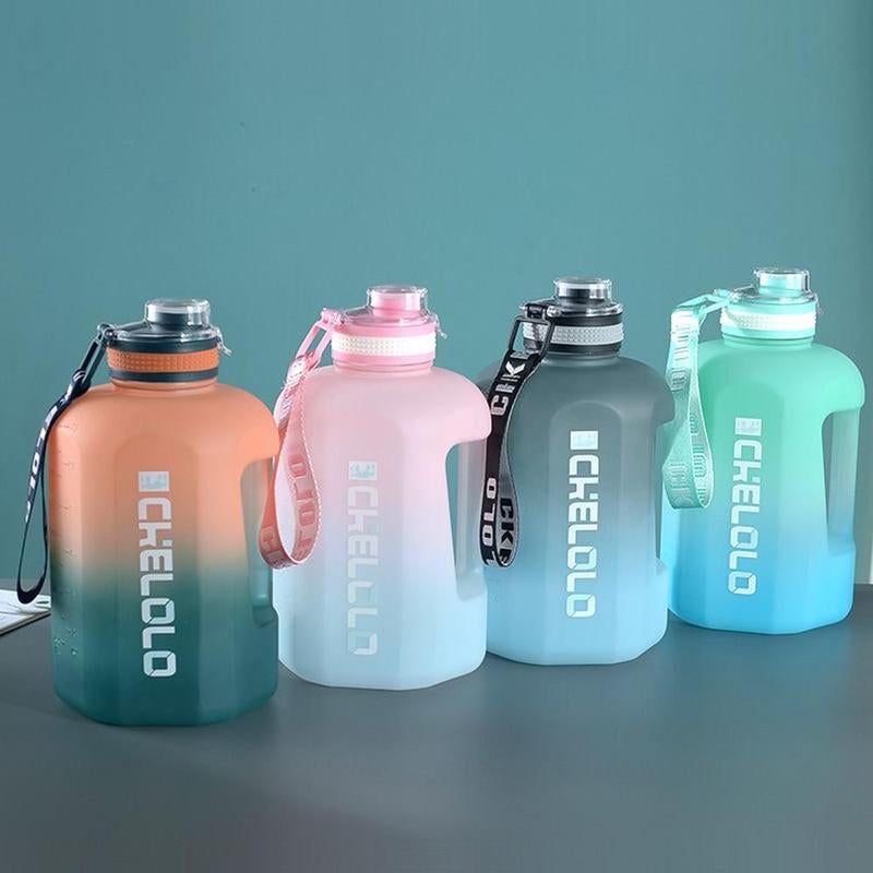 Sports Water Bottle, 1 Count 2.2L/74.4Oz Gradient Water Bottle, Large Capacity Handheld Sports Fitness Bottle with Time Marker, Summer Gifts