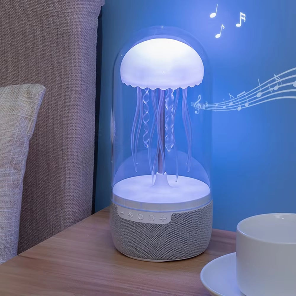 Enchanting Jellyfish LED Night Light - Rechargeable, Voice-Controlled RGB Lamp with Bluetooth Speaker & Humidifier