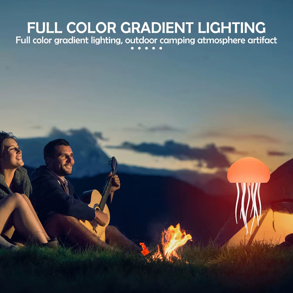 Enchanting Jellyfish LED Night Light - Rechargeable, Voice-Controlled RGB Lamp with Bluetooth Speaker & Humidifier