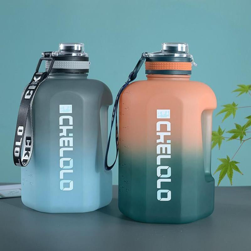 Sports Water Bottle, 1 Count 2.2L/74.4Oz Gradient Water Bottle, Large Capacity Handheld Sports Fitness Bottle with Time Marker, Summer Gifts