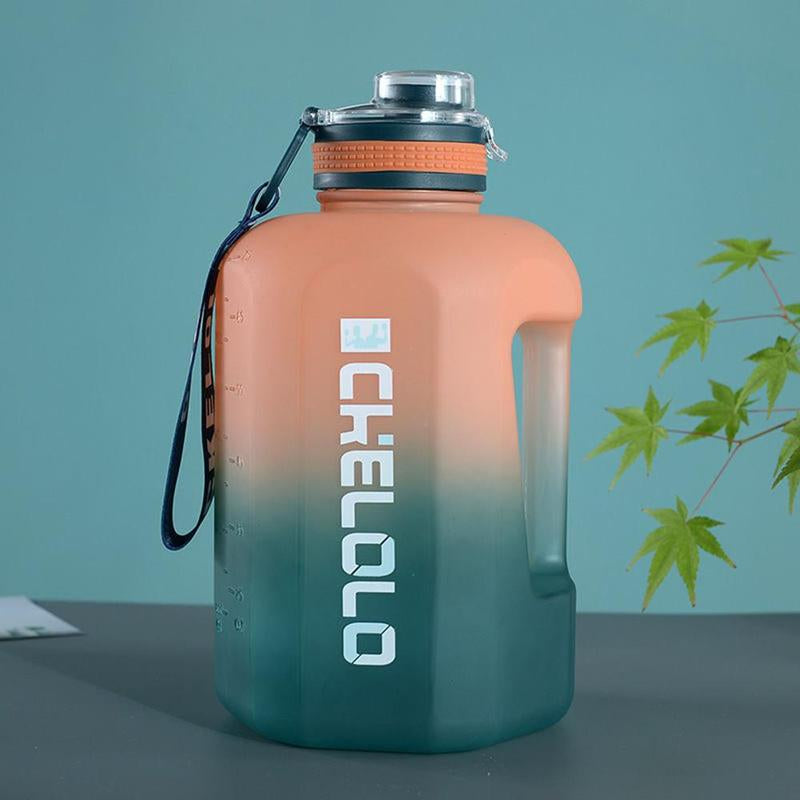 Sports Water Bottle, 1 Count 2.2L/74.4Oz Gradient Water Bottle, Large Capacity Handheld Sports Fitness Bottle with Time Marker, Summer Gifts