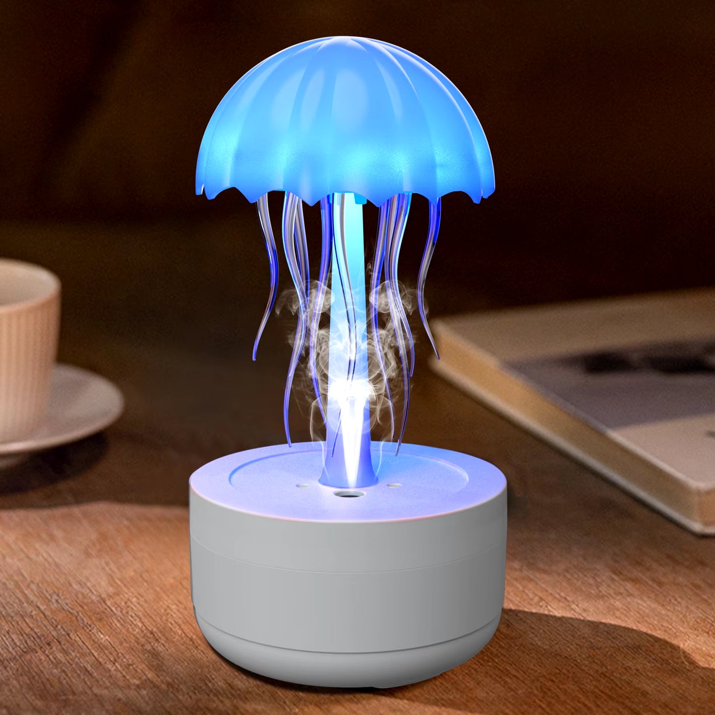 Enchanting Jellyfish LED Night Light - Rechargeable, Voice-Controlled RGB Lamp with Bluetooth Speaker & Humidifier