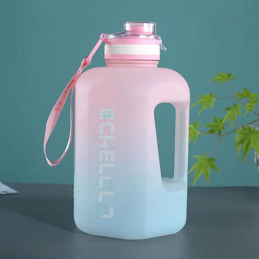 Sports Water Bottle, 1 Count 2.2L/74.4Oz Gradient Water Bottle, Large Capacity Handheld Sports Fitness Bottle with Time Marker, Summer Gifts