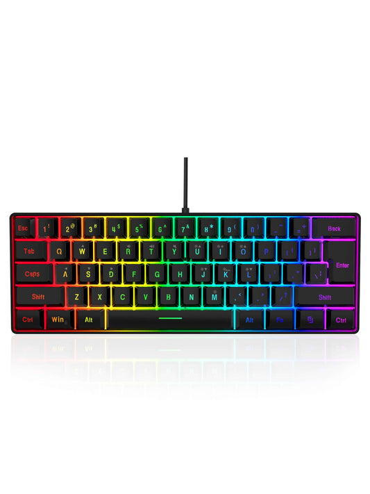 Snpurdiri an RGB Lighting ABS Material, Wired Keyboard Compact 61 Keyboard for PC/ Game Players, Typists, Travel, Convenient 60% Wired Game Keyboard