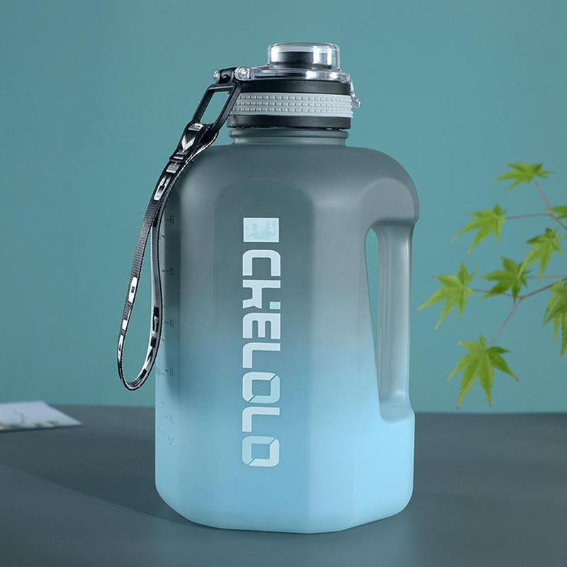 Sports Water Bottle, 1 Count 2.2L/74.4Oz Gradient Water Bottle, Large Capacity Handheld Sports Fitness Bottle with Time Marker, Summer Gifts