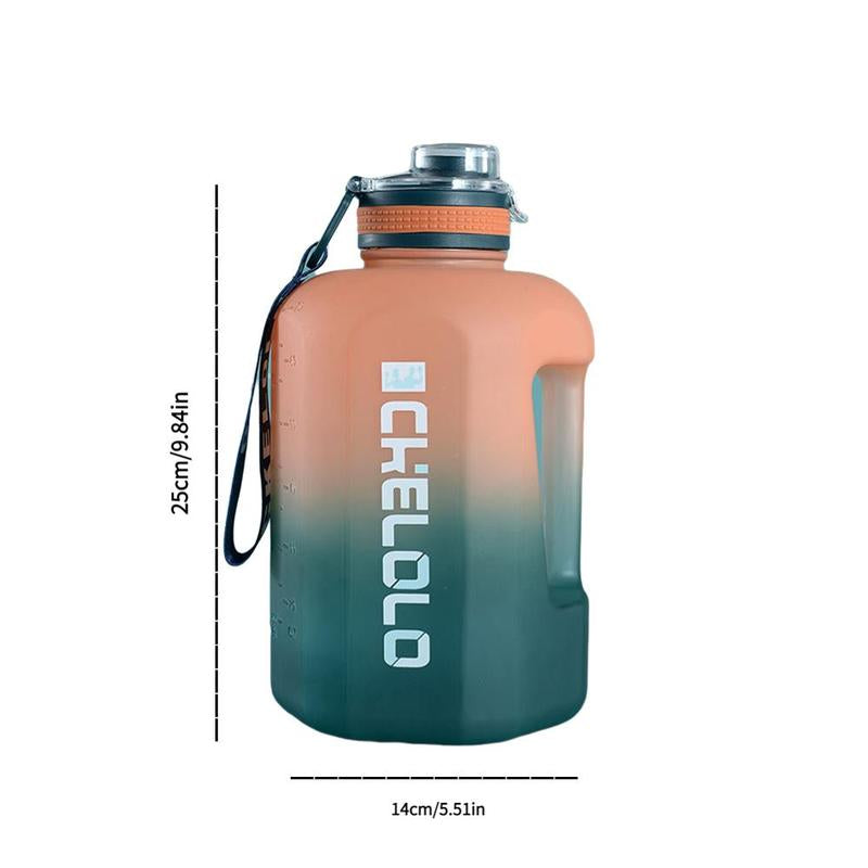 Sports Water Bottle, 1 Count 2.2L/74.4Oz Gradient Water Bottle, Large Capacity Handheld Sports Fitness Bottle with Time Marker, Summer Gifts