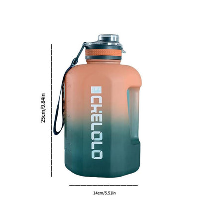 Sports Water Bottle, 1 Count 2.2L/74.4Oz Gradient Water Bottle, Large Capacity Handheld Sports Fitness Bottle with Time Marker, Summer Gifts