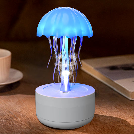 Enchanting Jellyfish LED Night Light - Rechargeable, Voice-Controlled RGB Lamp with Bluetooth Speaker & Humidifier